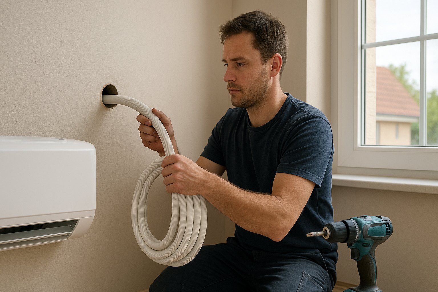 Foto bij Airco doorvoer laten boren: eisen, aandachtspunten en afwerking